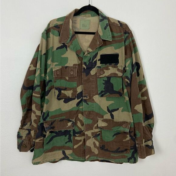 BDU Shirt Retired Woodland Camouflage Cargo Tactical Hunting Military Size Large - Picture 1 of 9